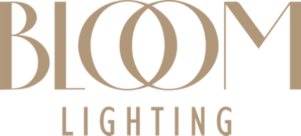 Bloom Lighting custom chandelier logo in brown