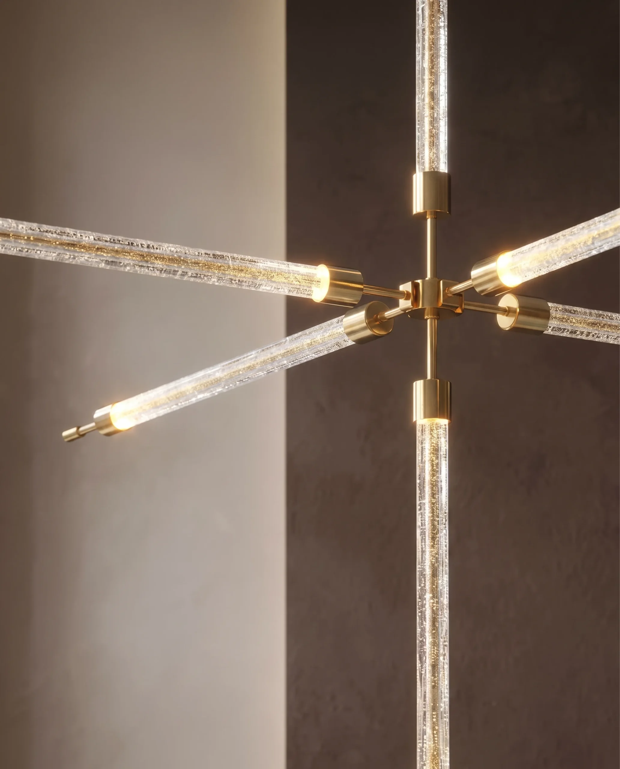 Cristiana chandelier crystal tube geometric grid close-up Bloom Lighting