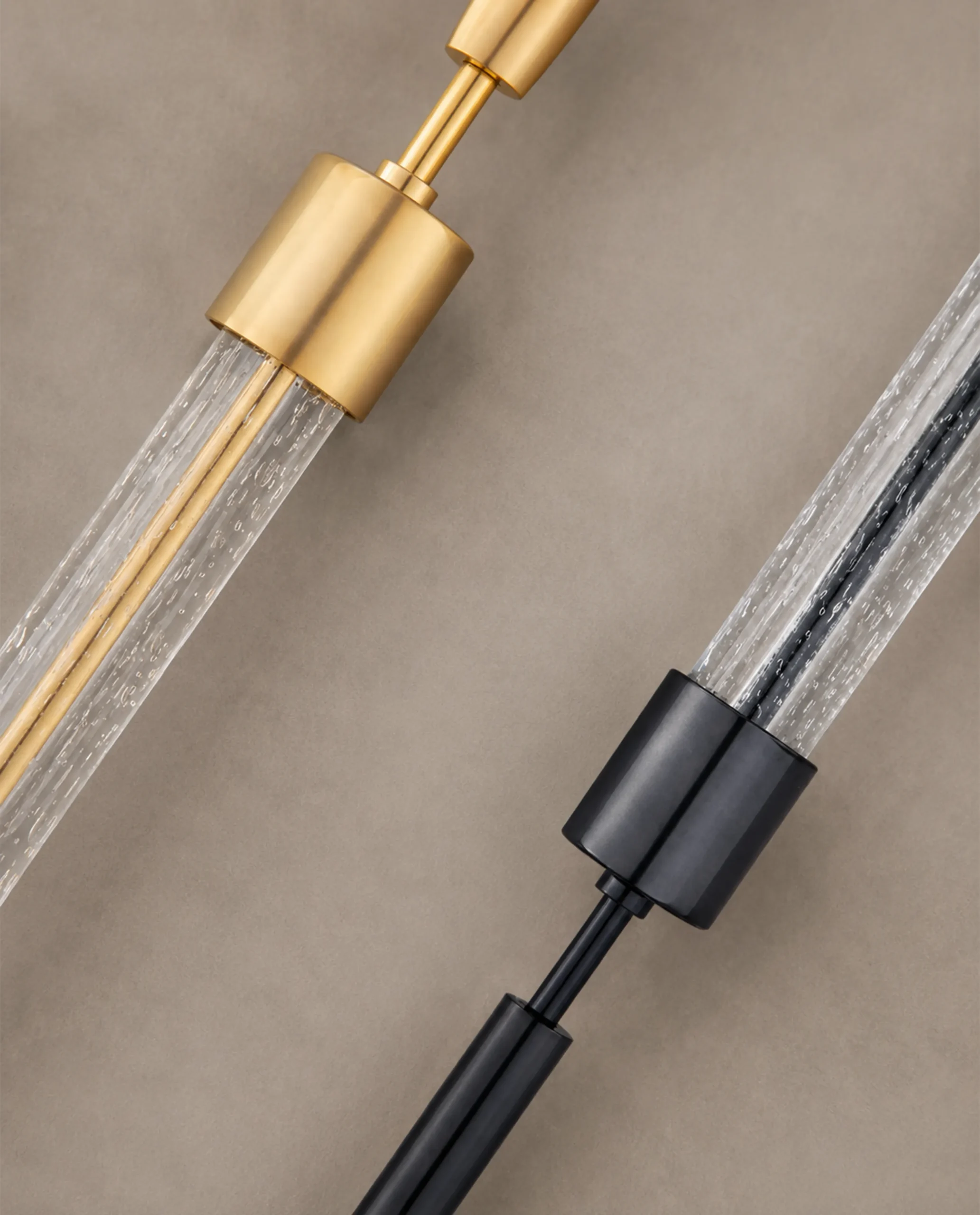 Cristiana chandelier gold and black metal tube detail