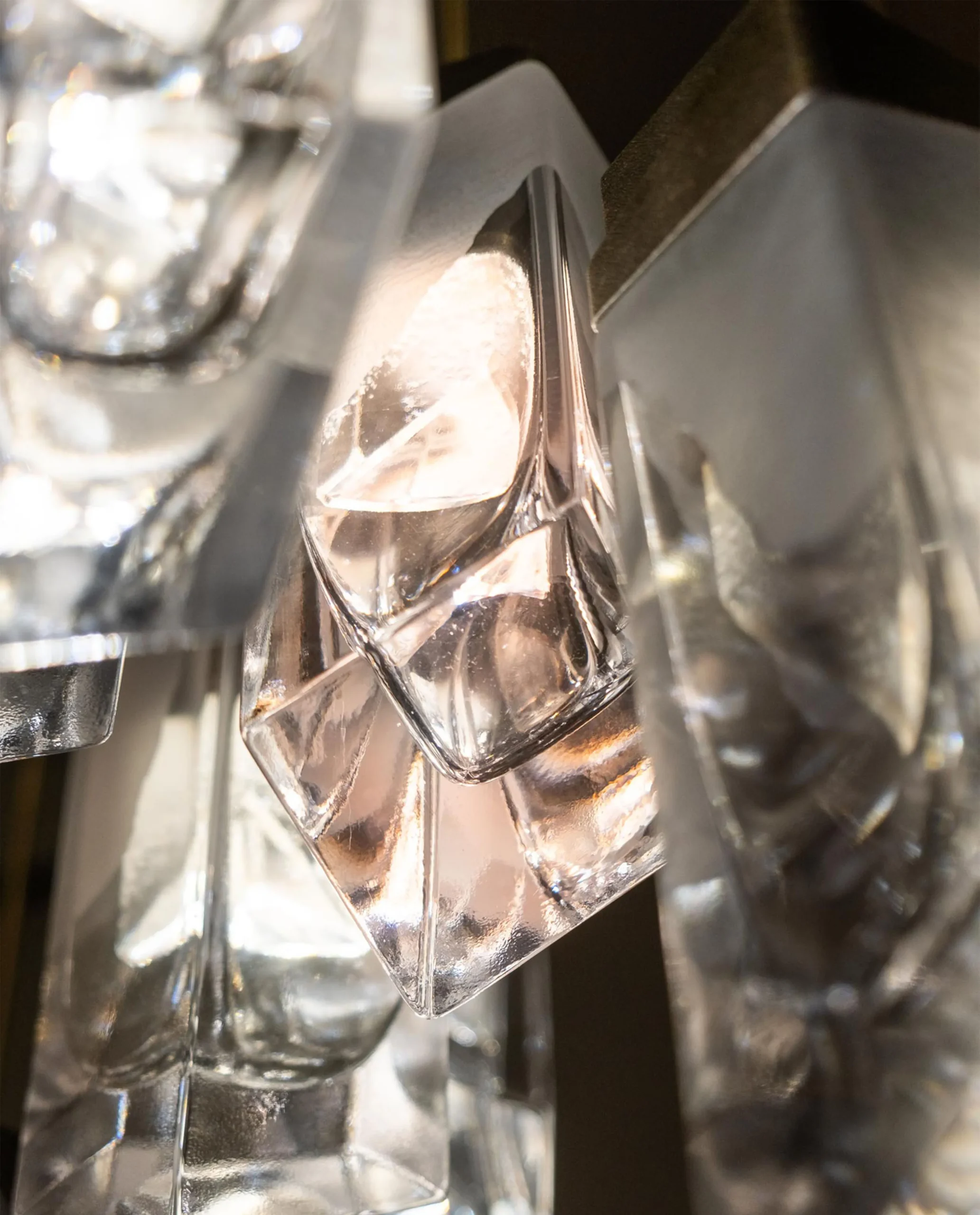 Crystel chandelier faceted crystal cluster detail