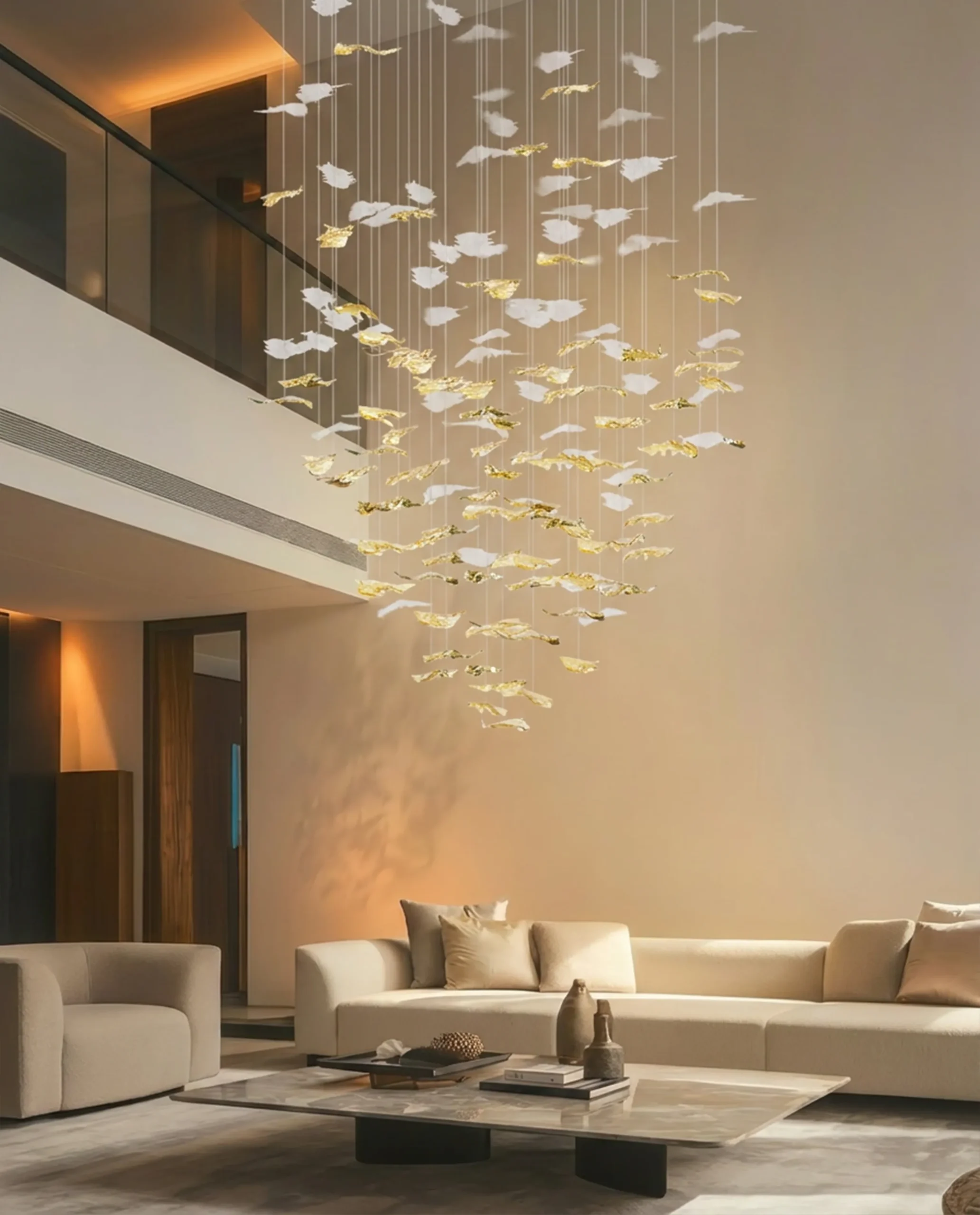 Donella chandelier installed in luxury hospitality interior