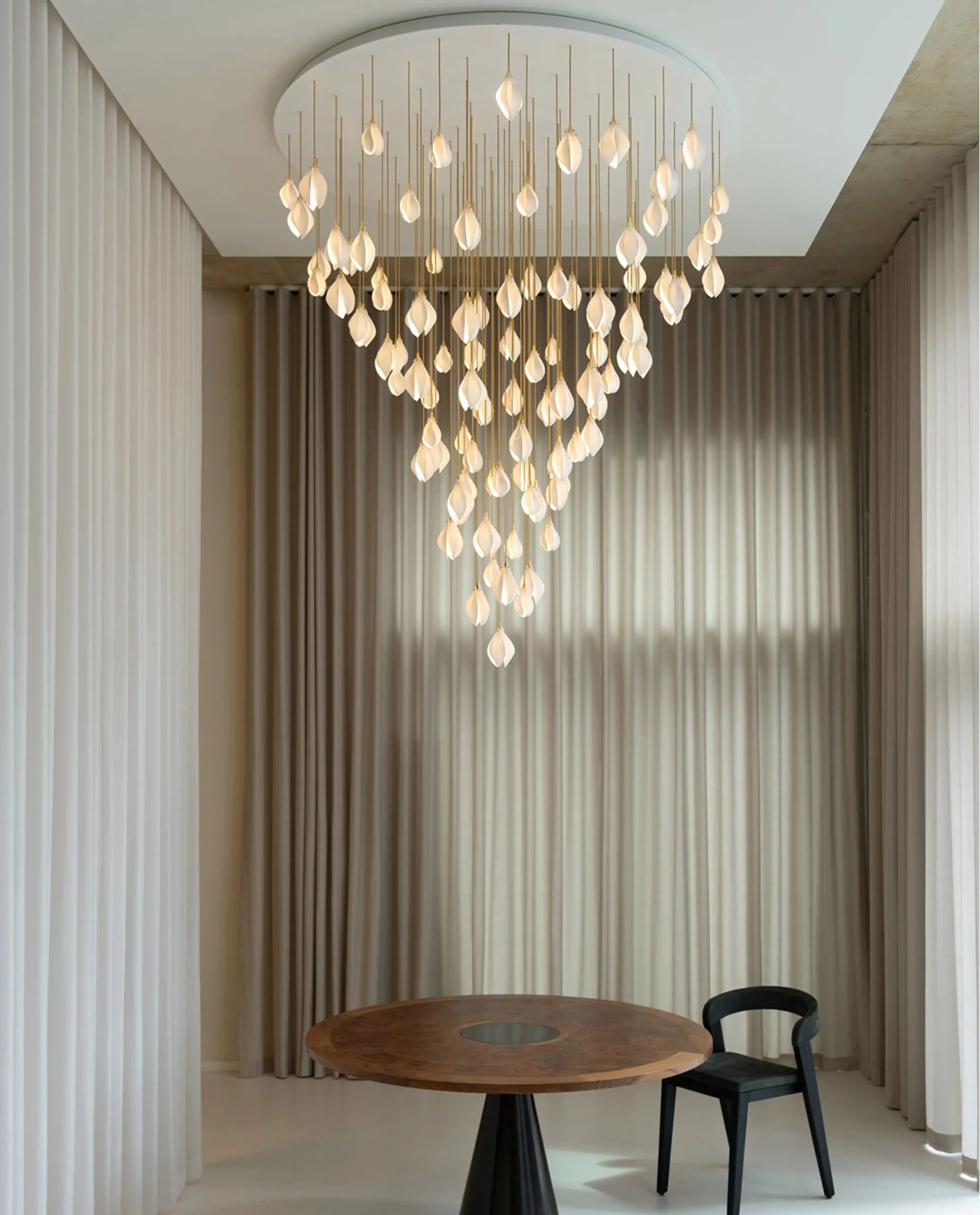 Fia chandelier conical composition in luxury dining room