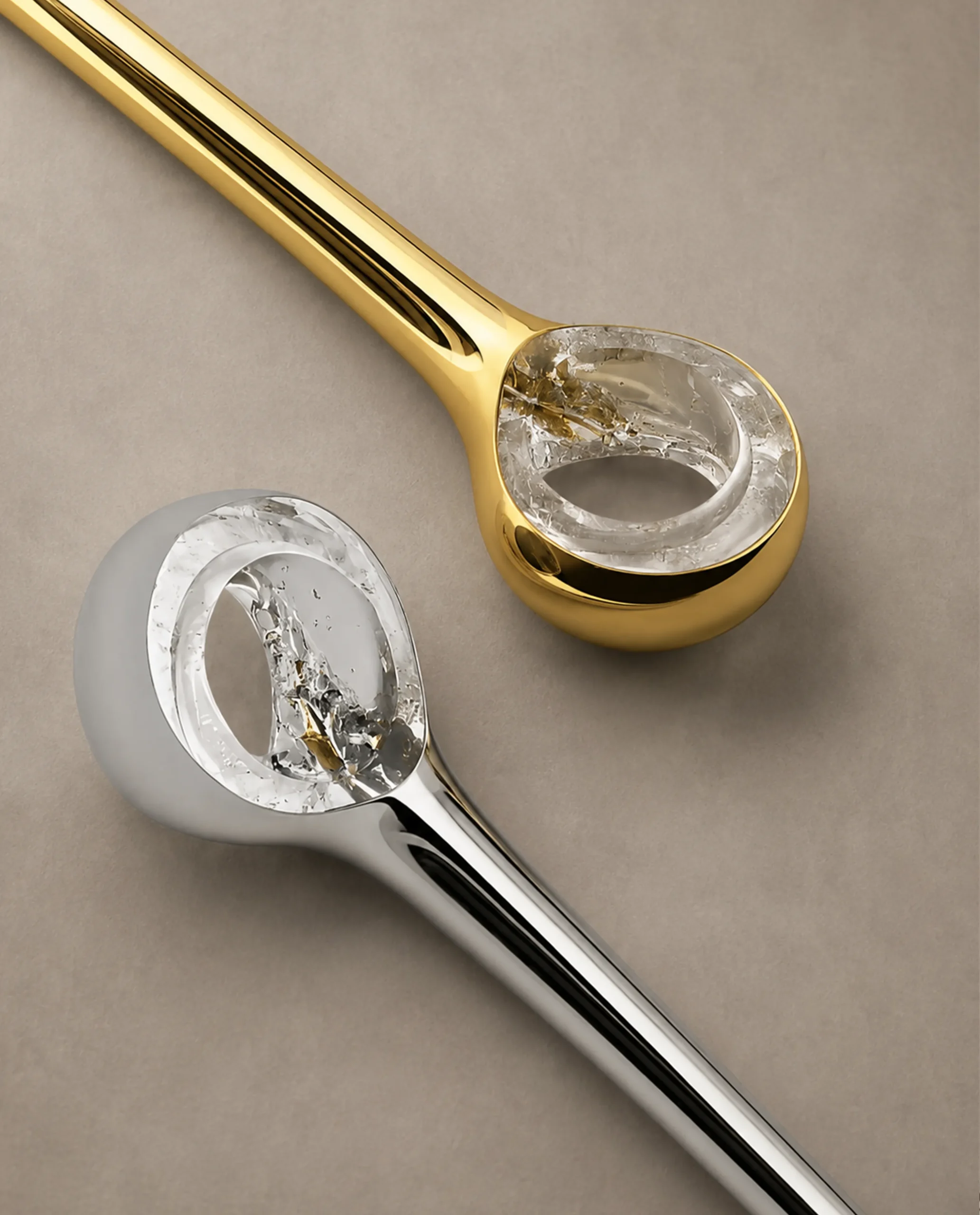 Gazelle crystal rod tip detail in gold and silver finish
