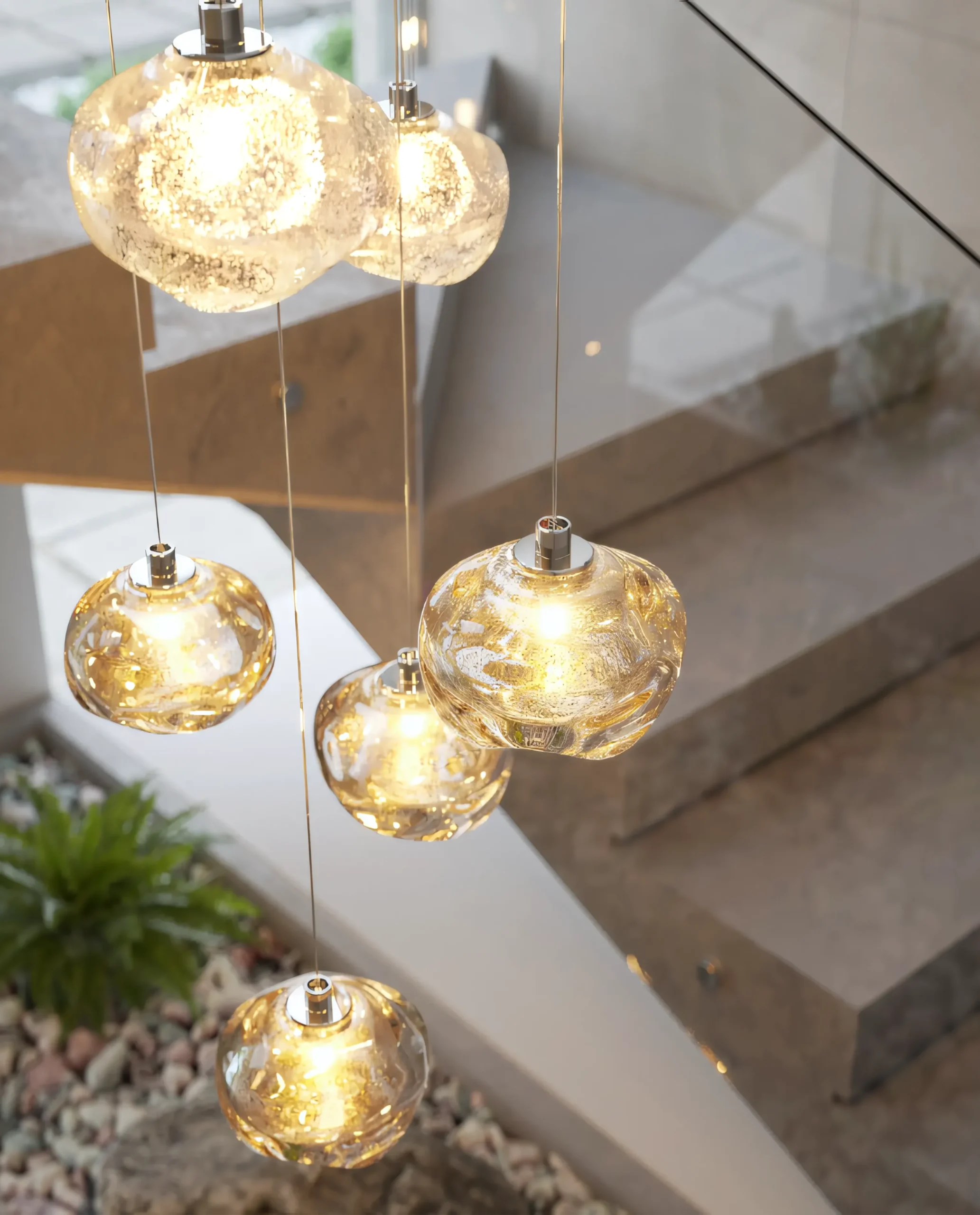 Gilles chandelier crystal glass pendant close-up Bloom Lighting