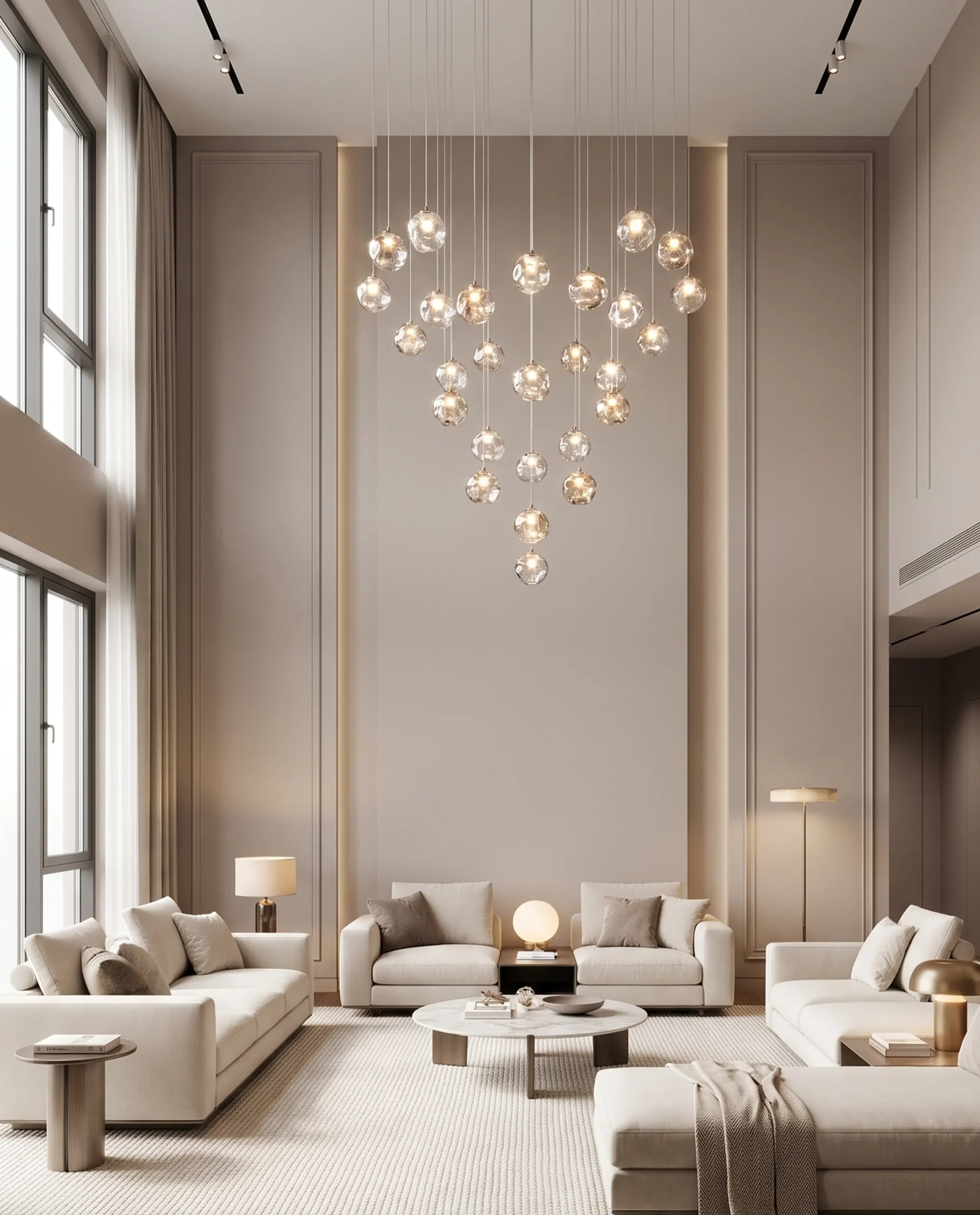 Gilles chandelier installed in luxury double volume interior