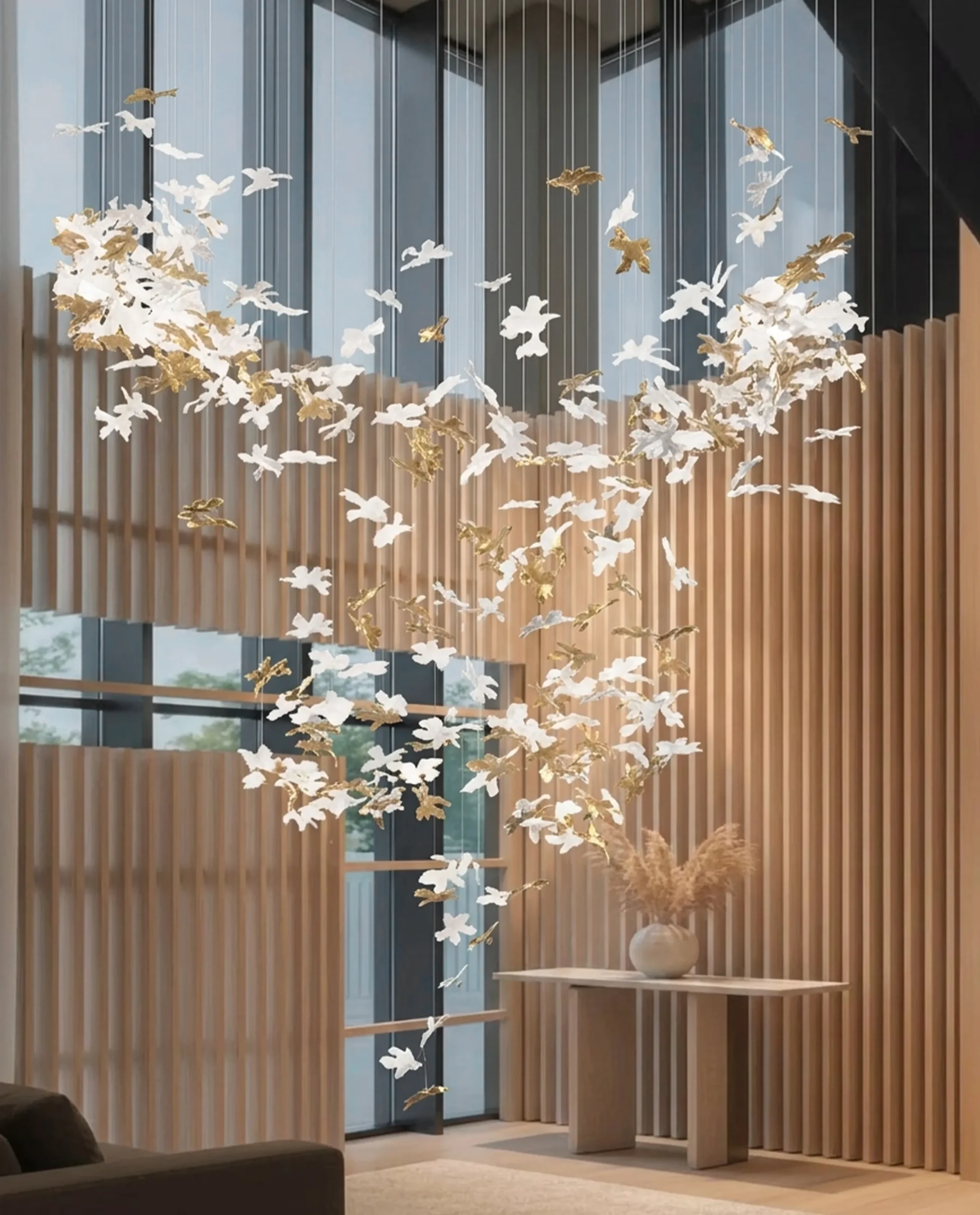 Ivy chandelier cascading crystal petal formation