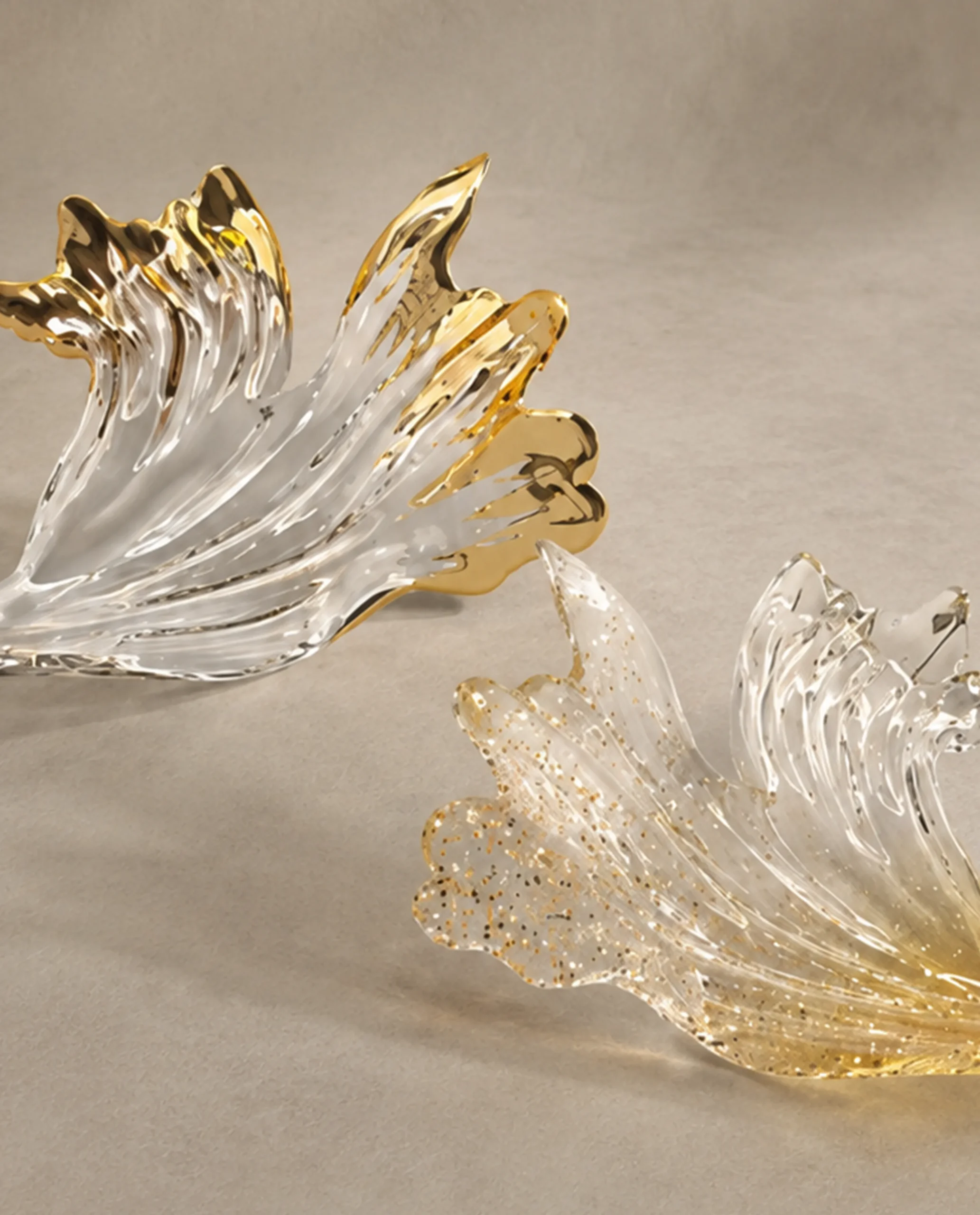 Ivy chandelier gold crystal petal close-up