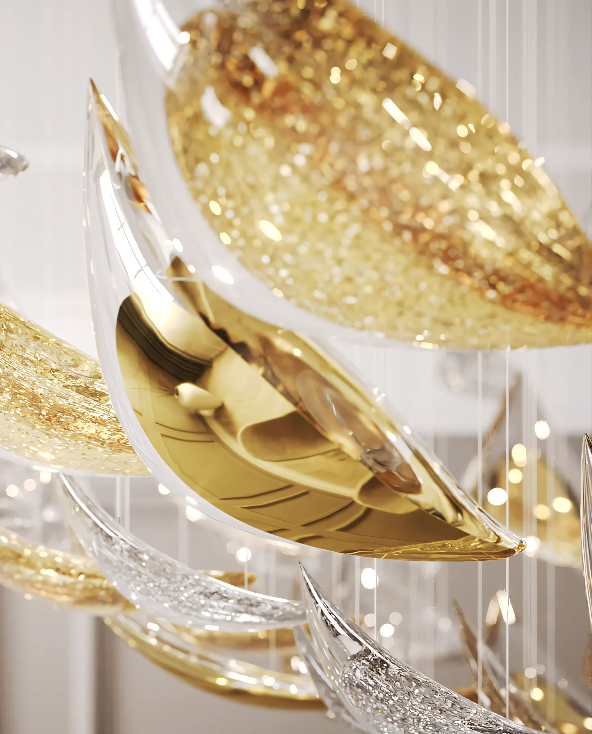 Laverna chandelier gold crystal petal close-up detail
