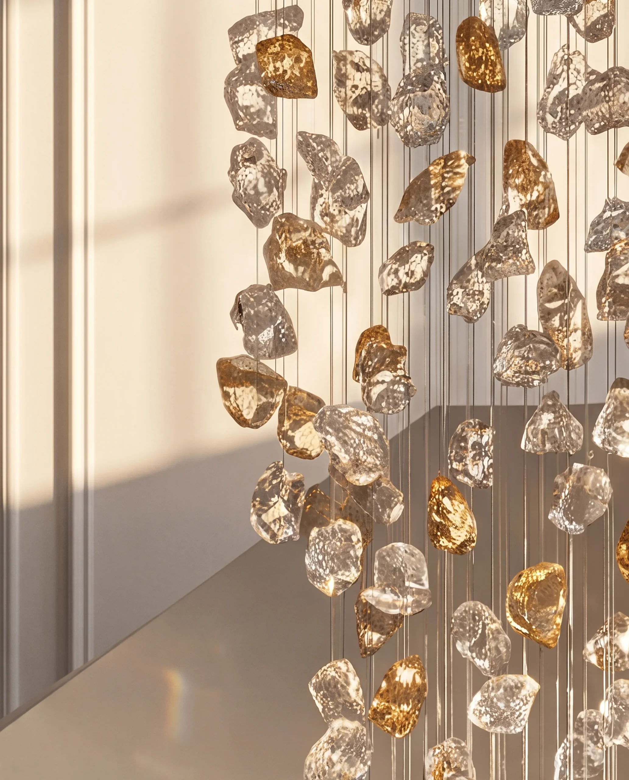 Pierre chandelier amber crystal close-up Bloom Lighting