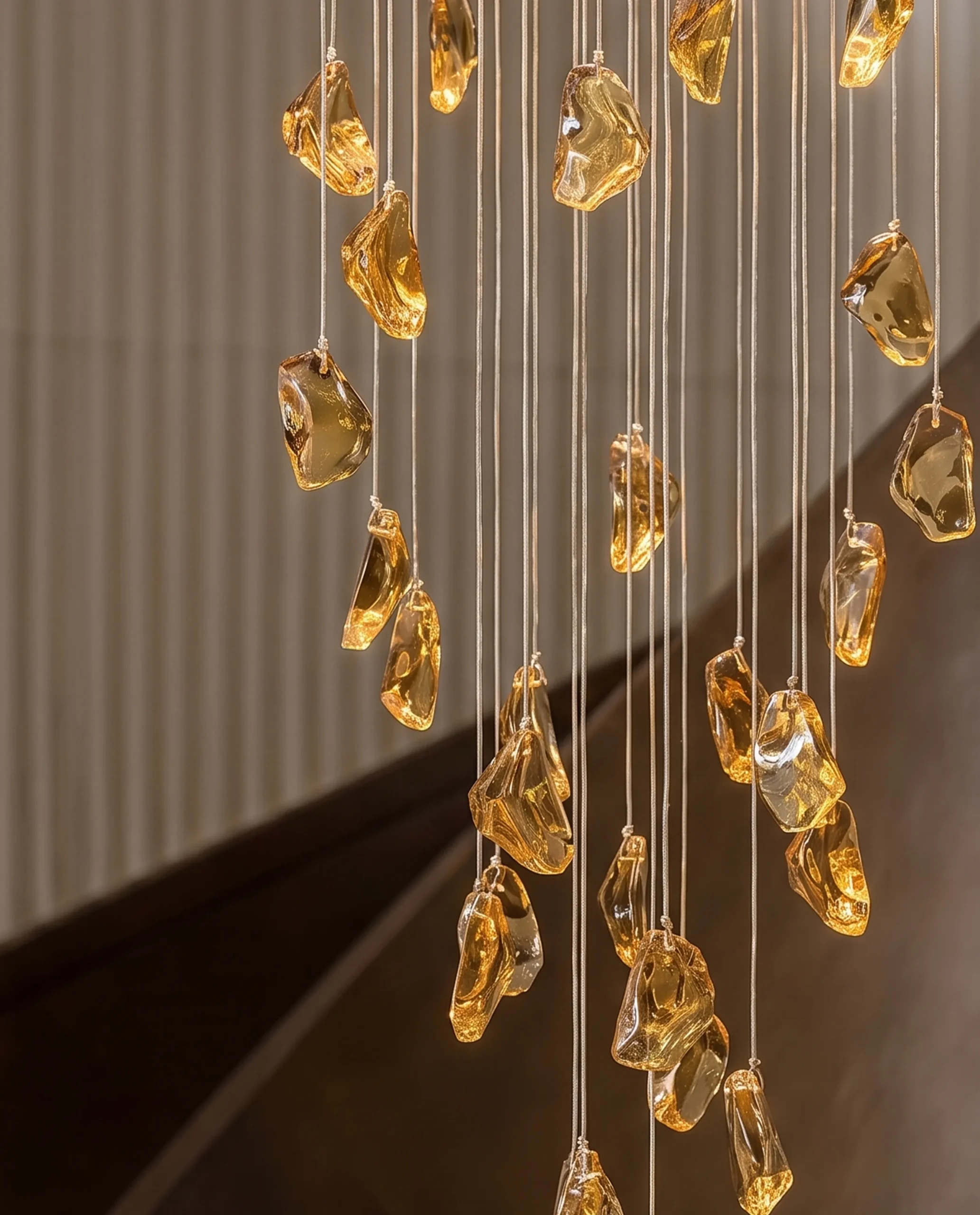Pierre chandelier amber crystal cascade detail