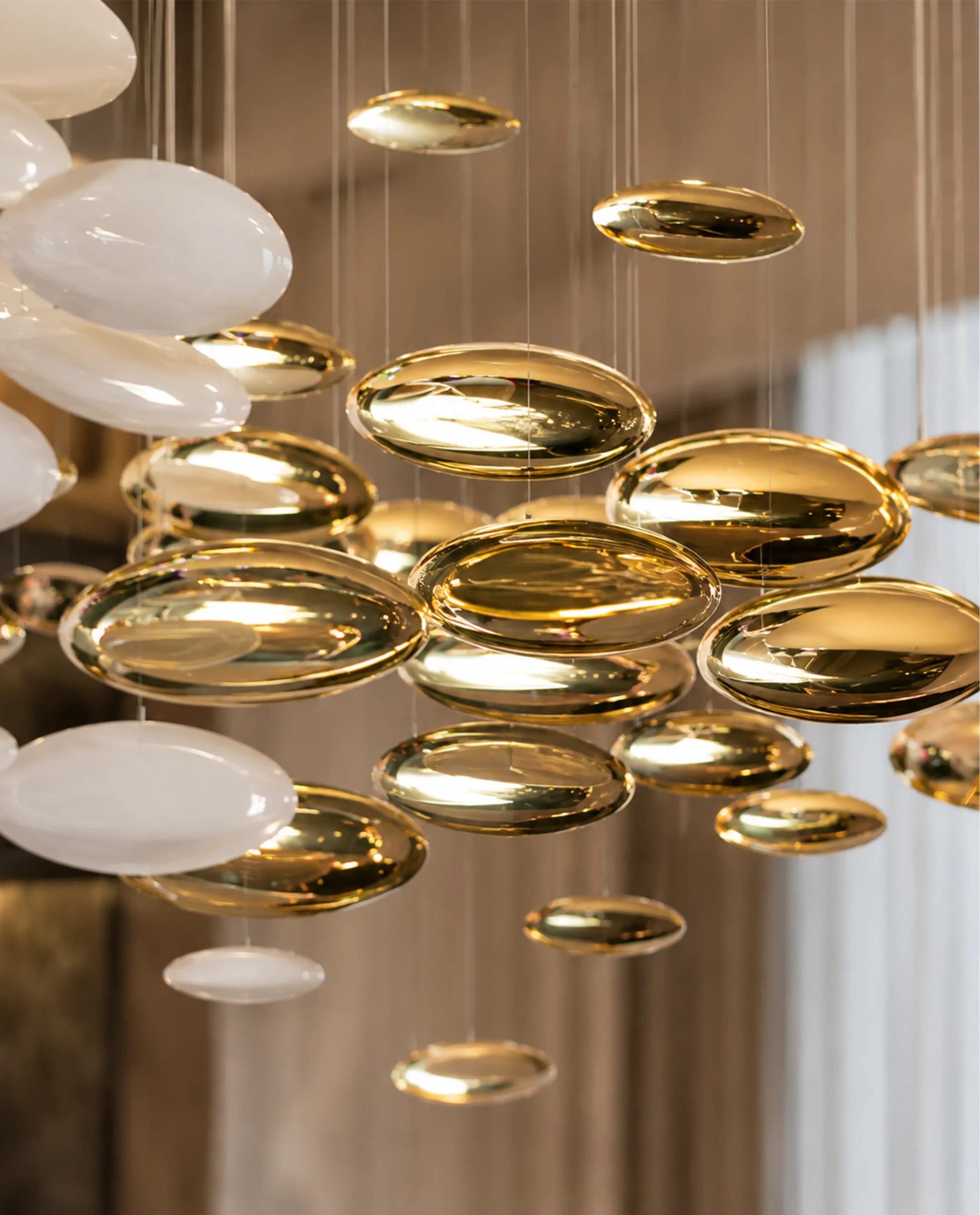 Zarre chandelier gold crystal bowl close-up Bloom Lighting