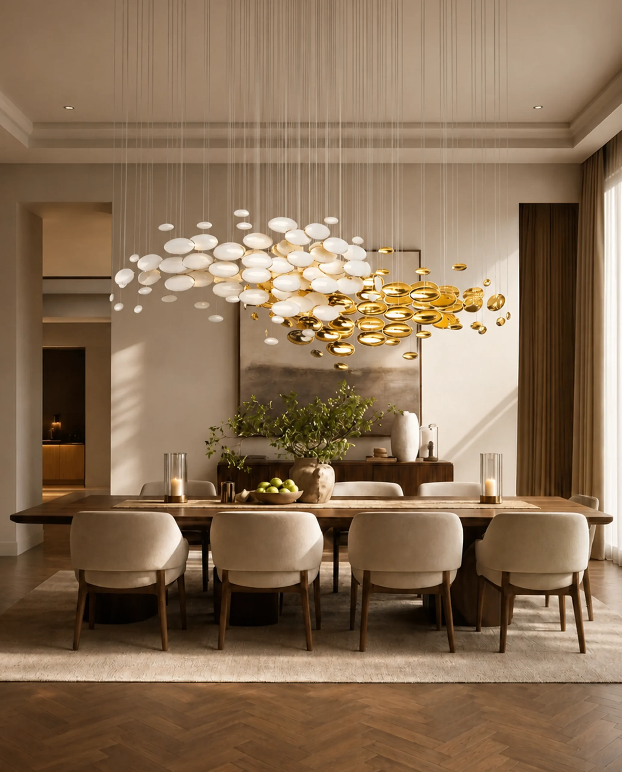 Zarre chandelier installed in luxury dining space