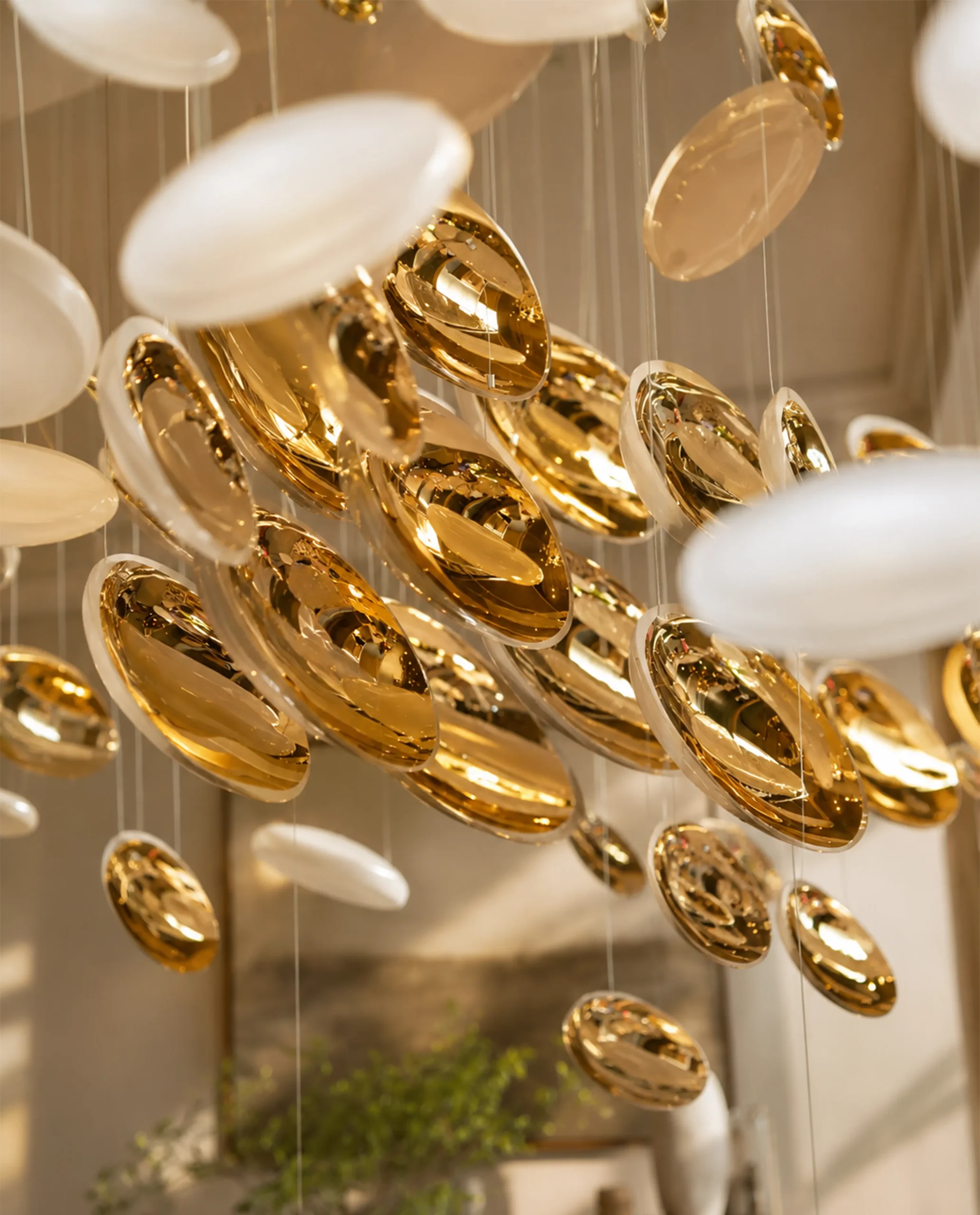 Zarre chandelier gold and opal bowl cluster detail
